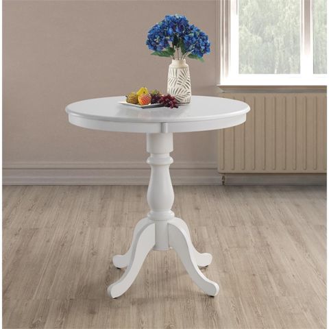 Carolina Classics Fairview 36" Round Wood Pedestal Bar Table In White ... regarding Carolina Classics Fairview 36" Round Pedestal Dining Table In White